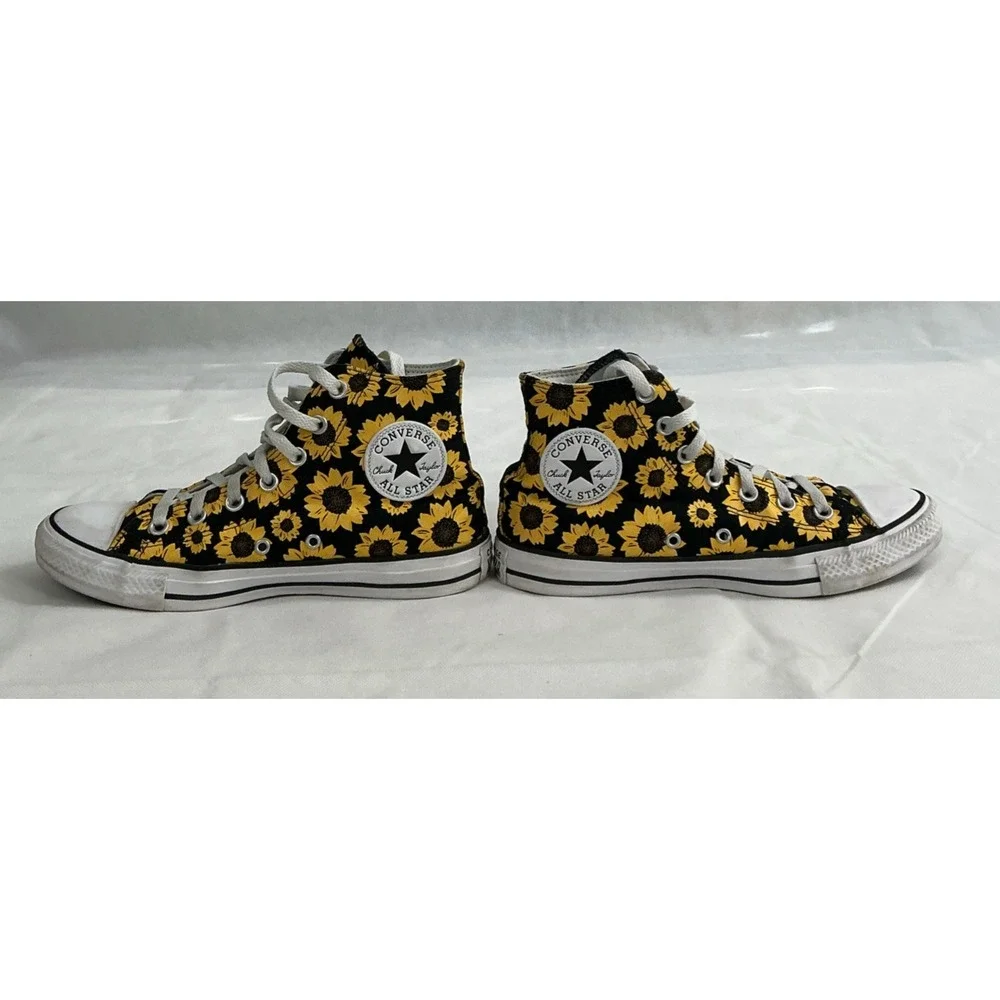 Converse Chuck Taylor All Star High Top Sunflower Sneakers Sz 7.5 Boho Festival